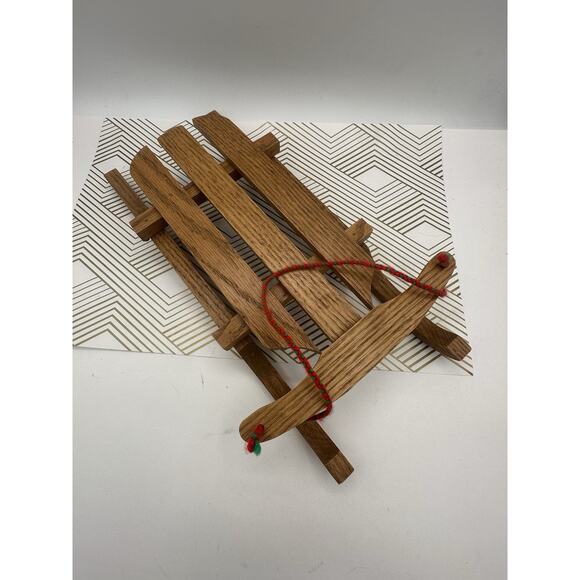 Handmade Rustic Wooden Doll Bear Childs Toy Sled Sleigh Christmas Decoration - Picture 4 of 4